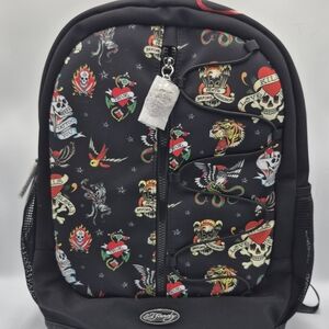 Ed Hardy Black Backpack with Tattoo Graphics
